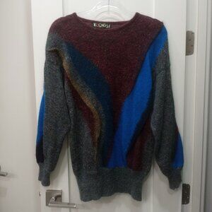 Vintage Escada Mohair Blend Abstract Print Sweater Women's Size 34